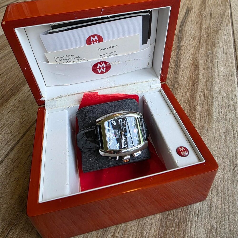 FREE @! Michele Urban Chronograph MWO2DOO Black Dial Watch